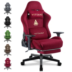 Ergonomic Red Racing Gaming Chair for Adults – Suede Leather PC Computer Office Chair with Adjustable Height & 360° Swivel